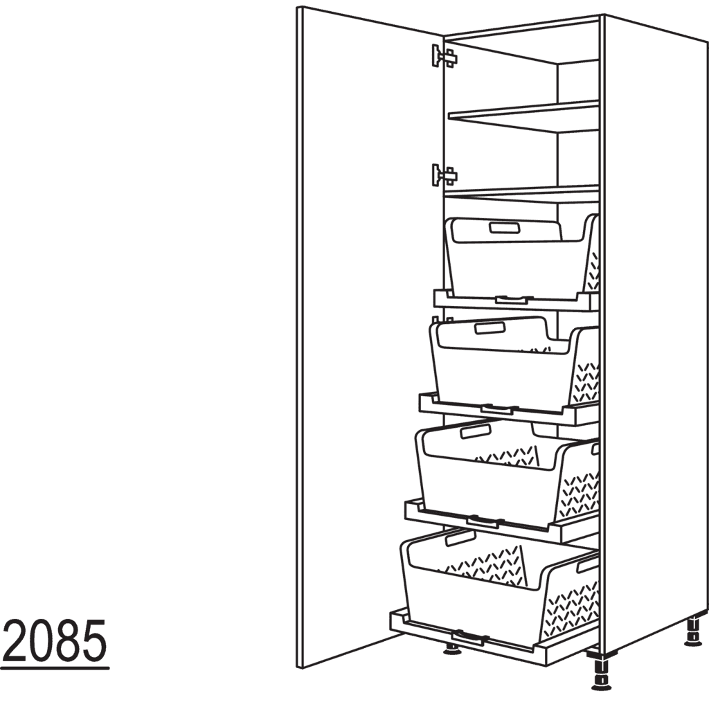 Hochschrank mit
Wäschekorb-Tablar Laundry-Area