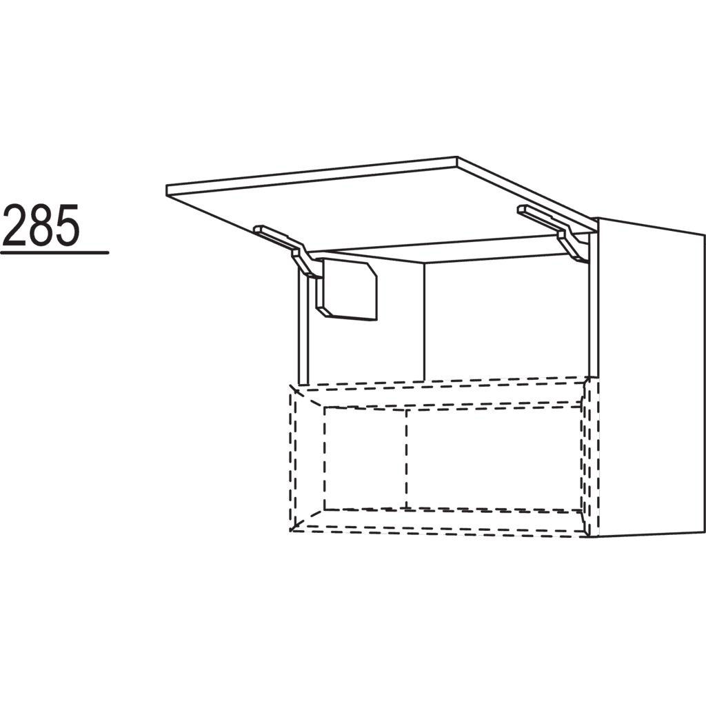 Wandschrank mit Klappe für
Regaleinsatz Case