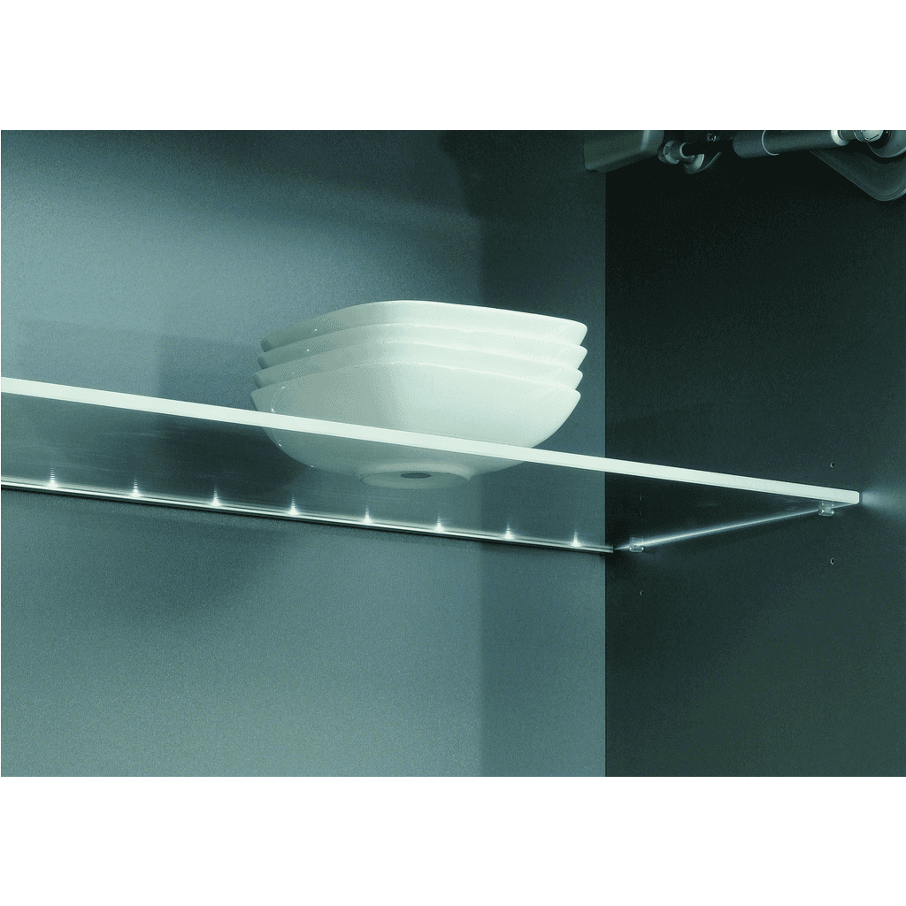 Glaseinlegeboden mit LED
Glaskantenbeleuchtung
für Wandschränke mit Glastüren