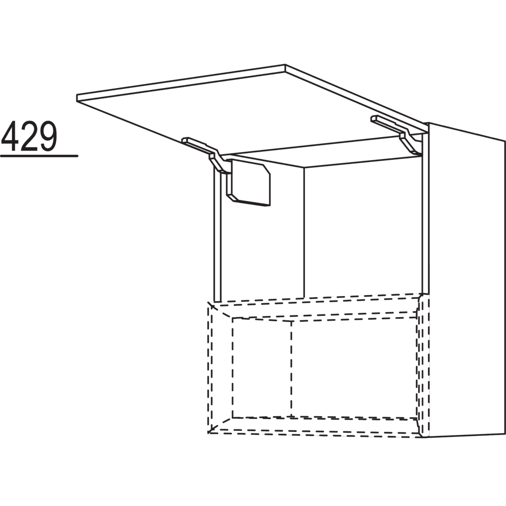 Wandschrank mit Klappe für
Regaleinsatz Case