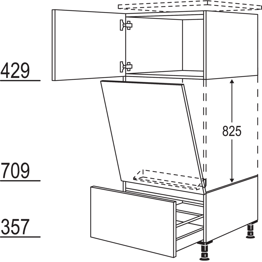 Geräte-Umbau Geschirrspüler
geeignet für
Nischenhöhe: 825 mm /