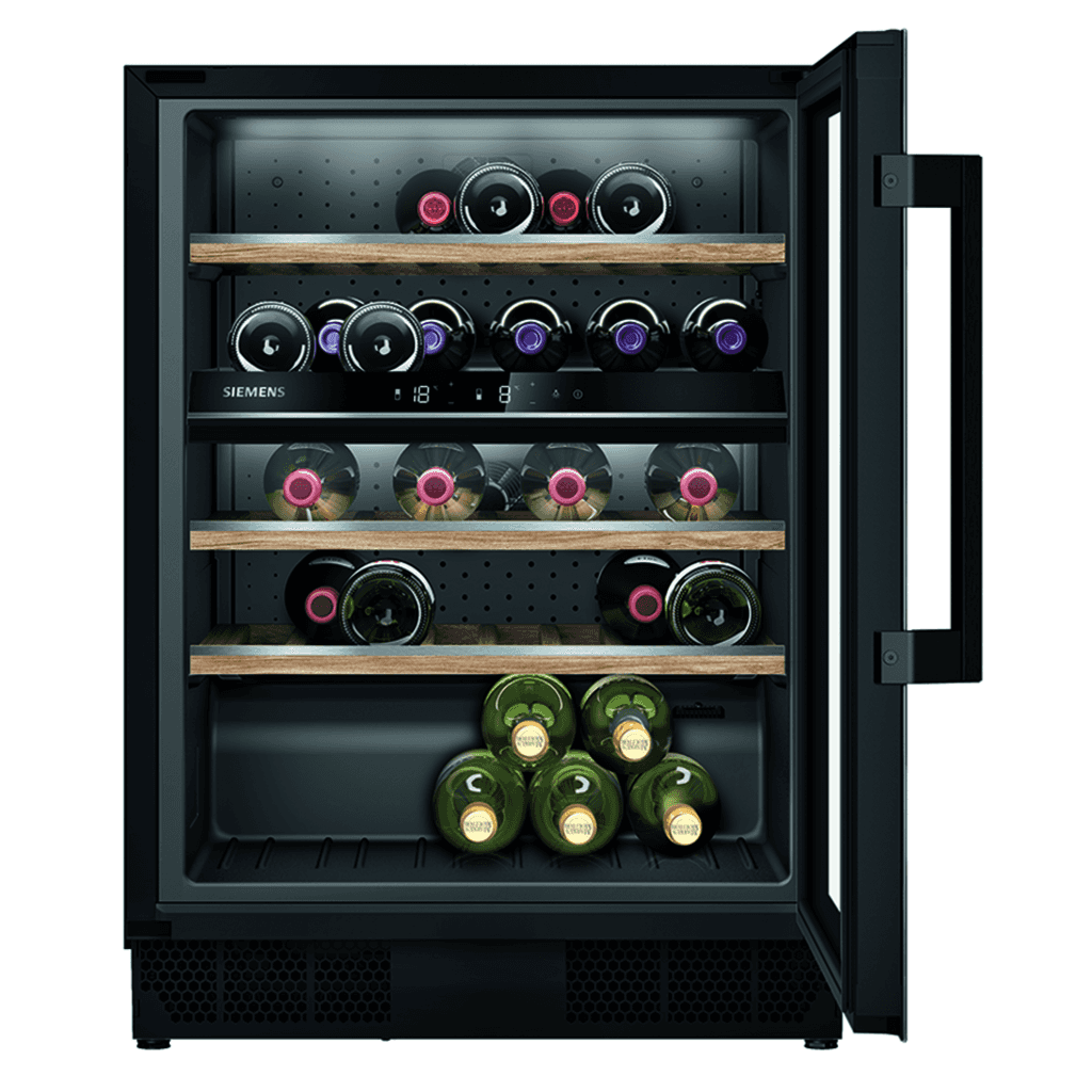 SIEMENS Weinkühlschrank
KU21WAHG0 mit Glastür, 600 mm
breit, Schwarz