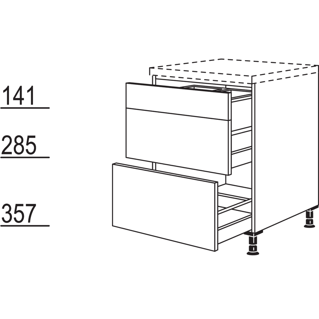 XL-Auszugschrank für
Mülltrennung