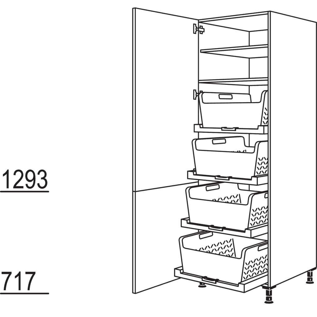 Hochschrank mit
Wäschekorb-Tablar Laundry-Area