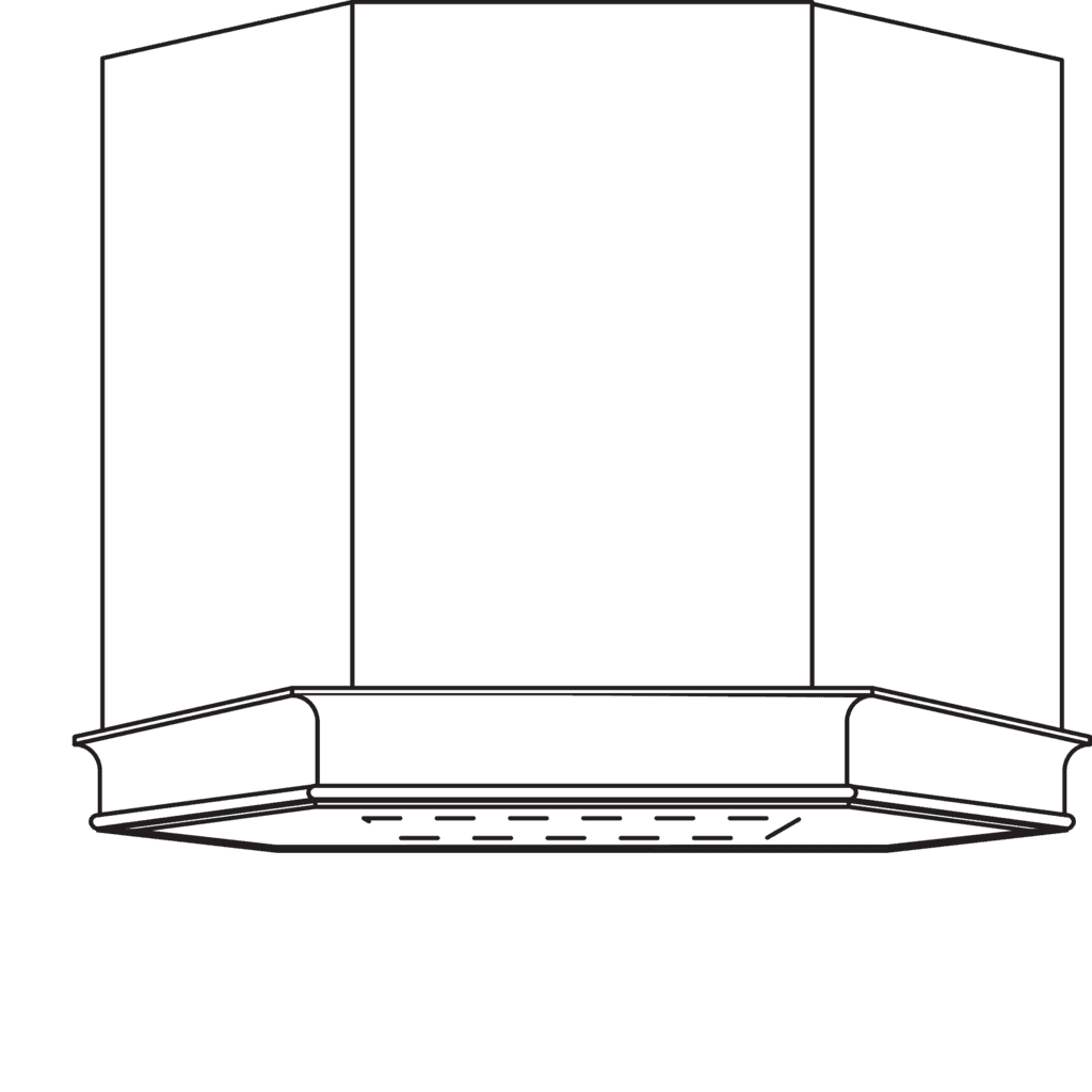 Landhaus-Eck-Kamin, gerade,
mit Kranzgesims
für Kranzprofile 908 (KLH),