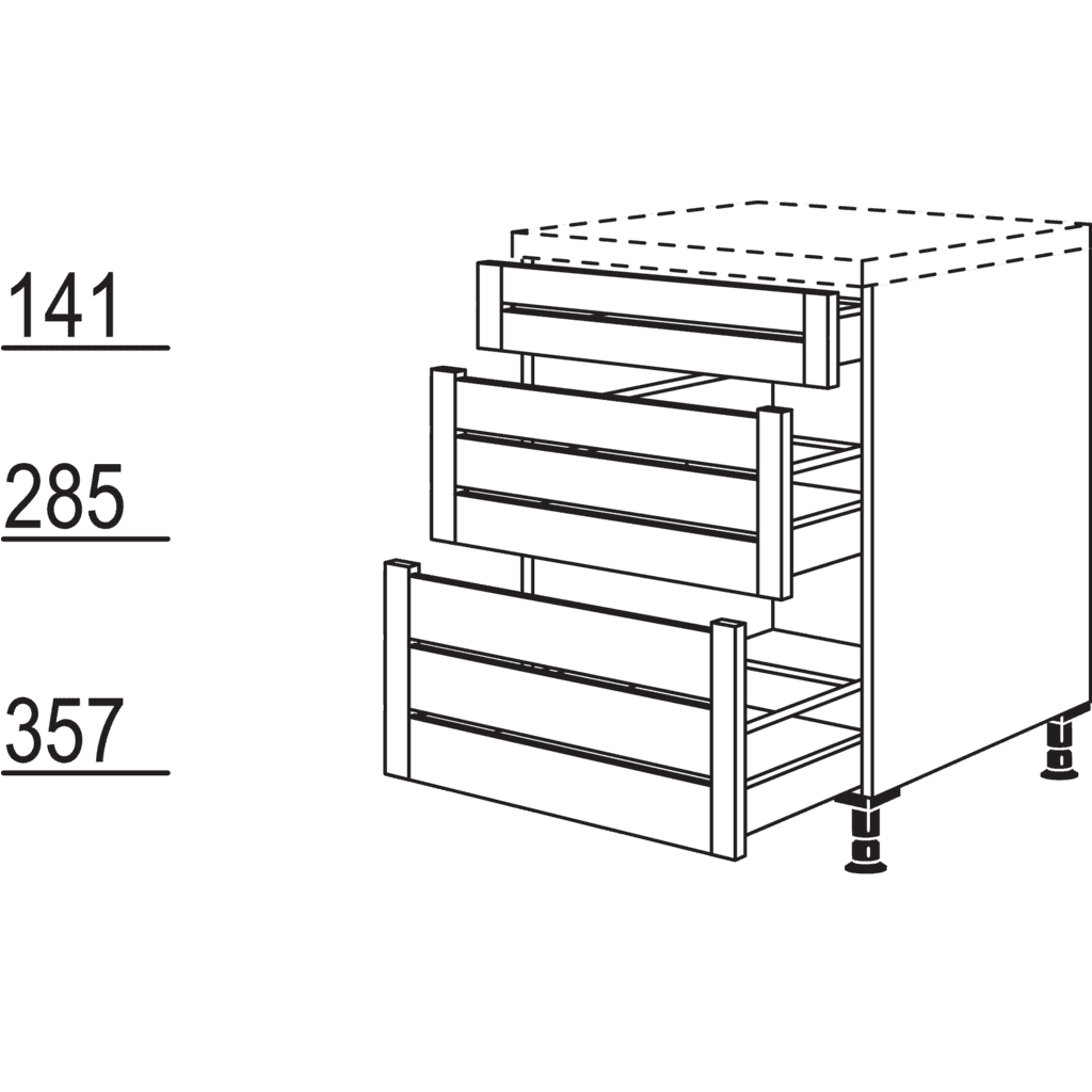 XL-Auszugschrank Landhaus
mit Eiche Massivholzblenden