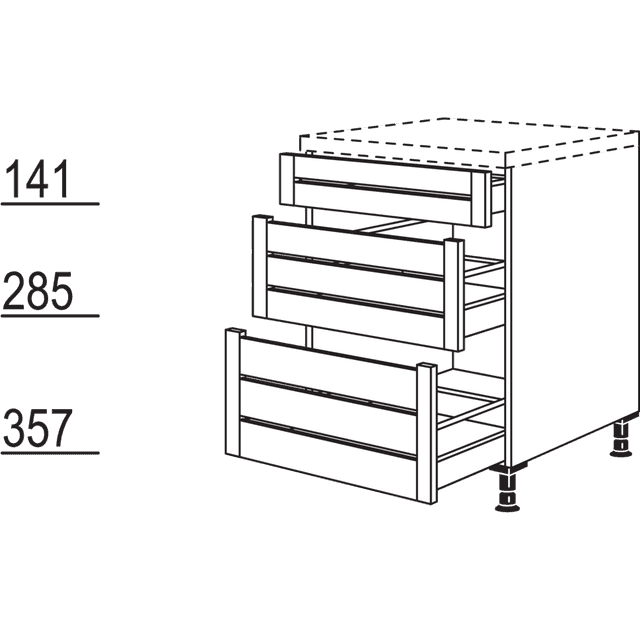 XL-Auszugschrank Landhaus
mit Eiche Massivholzblenden