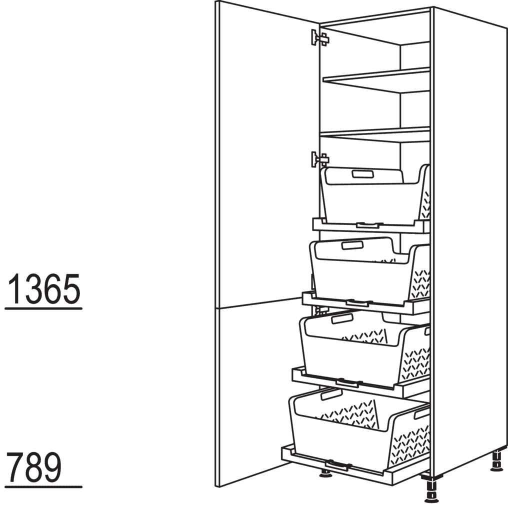XL-Hochschrank mit
Wäschekorb-Tablar Laundry-Area