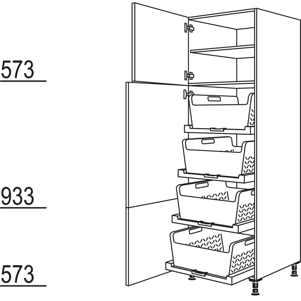 Hochschrank mit
Wäschekorb-Tablar Laundry-Area