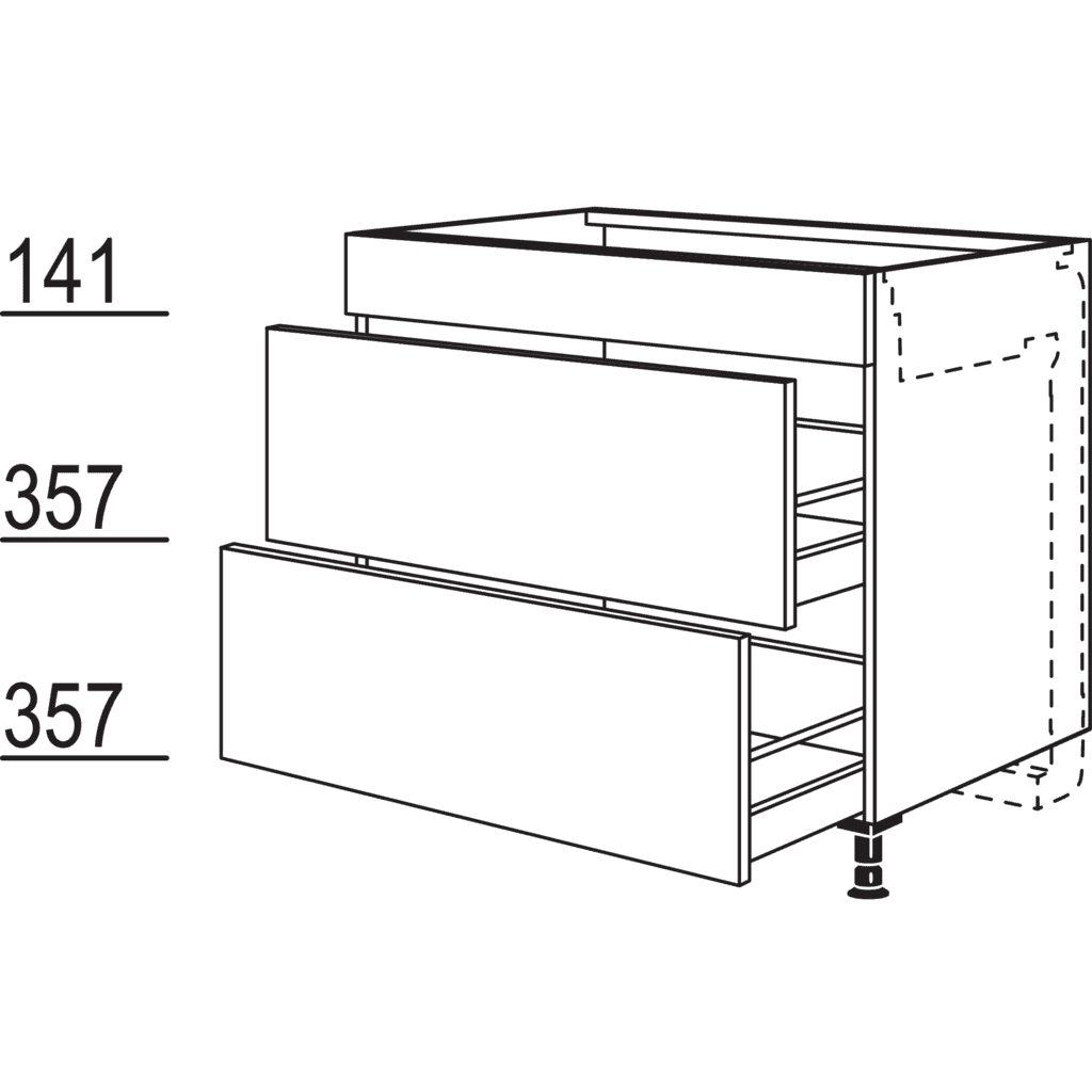 Maxi-Kochstellenschrank für
Kochfeldabzug