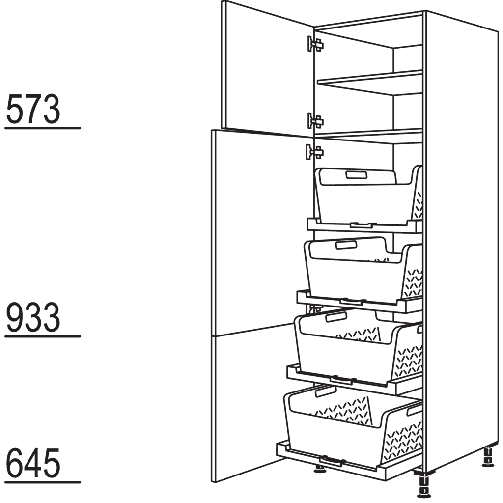 XL-Hochschrank mit
Wäschekorb-Tablar Laundry-Area