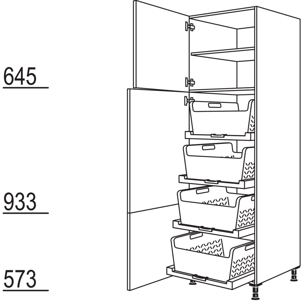 Hochschrank mit
Wäschekorb-Tablar Laundry-Area
