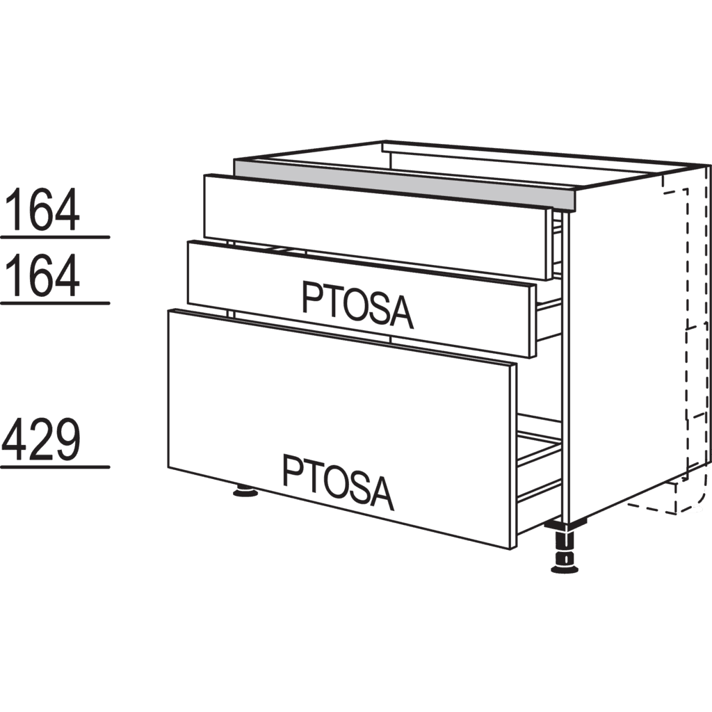 XL-Kochstellenschrank
für Panorama-Kochfeldabzug
mit vertikalem Motor