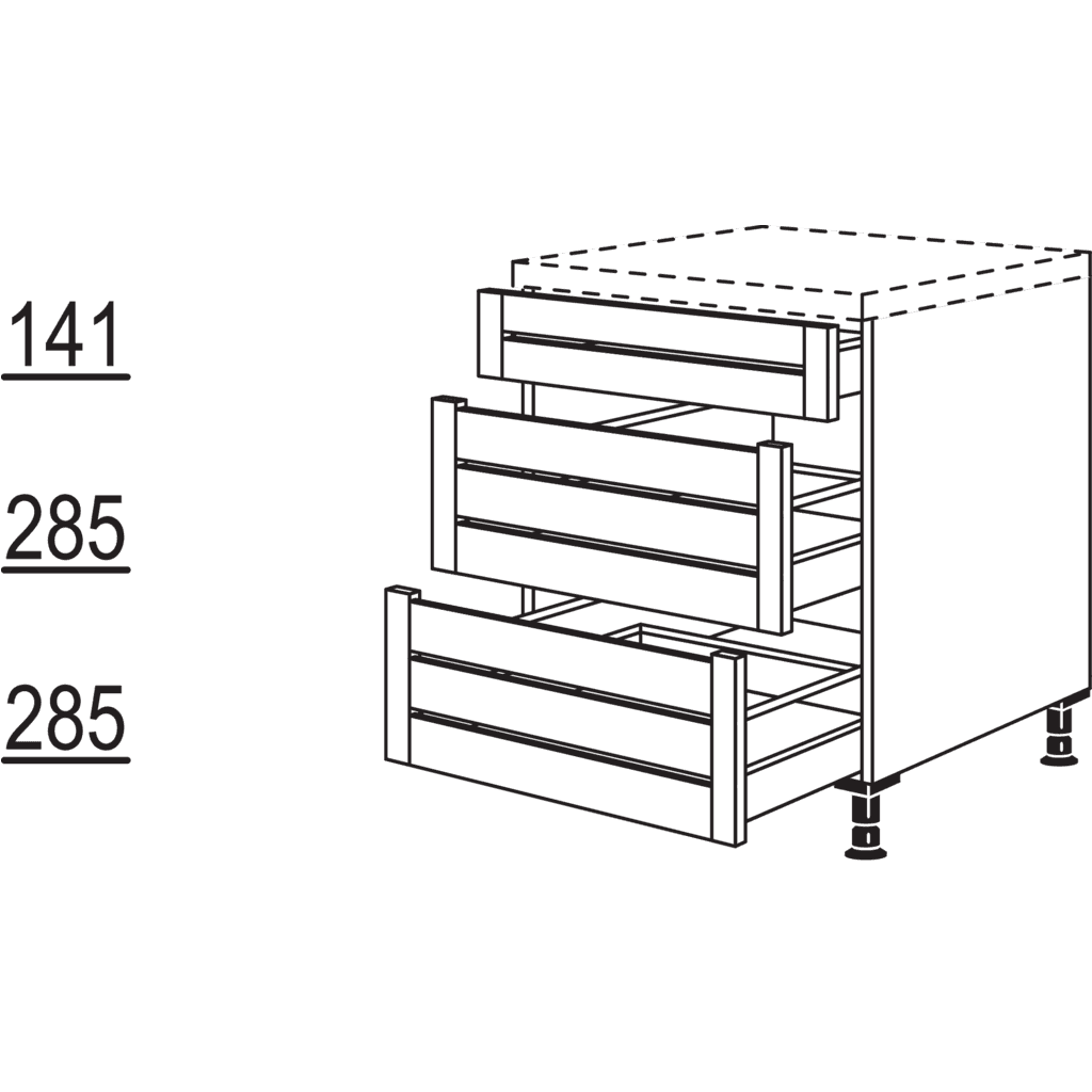 Auszugschrank Landhaus
mit Eiche Massivholzblenden