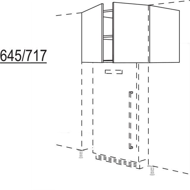 Überbauschrank für
freistehende Kühlschränke