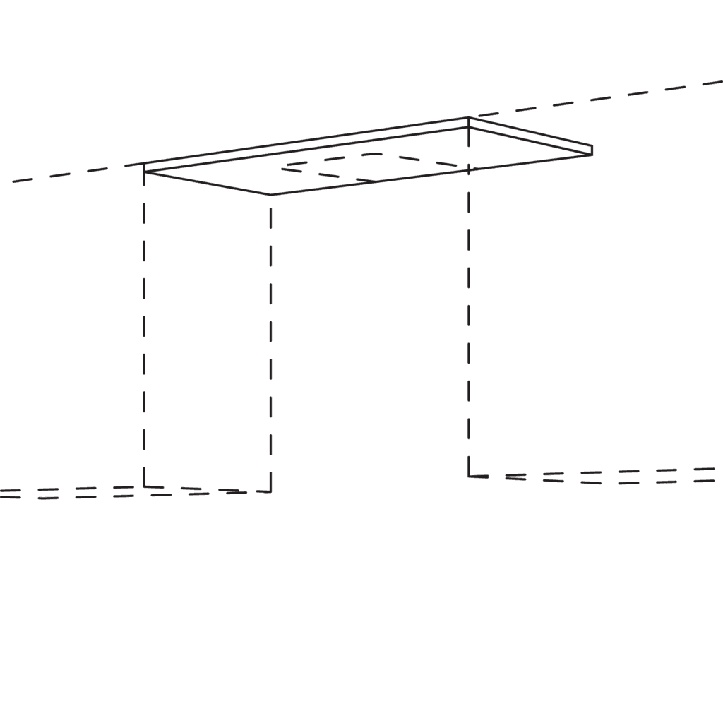 Überbauboden aus
Korpusmaterial 600 mm breit