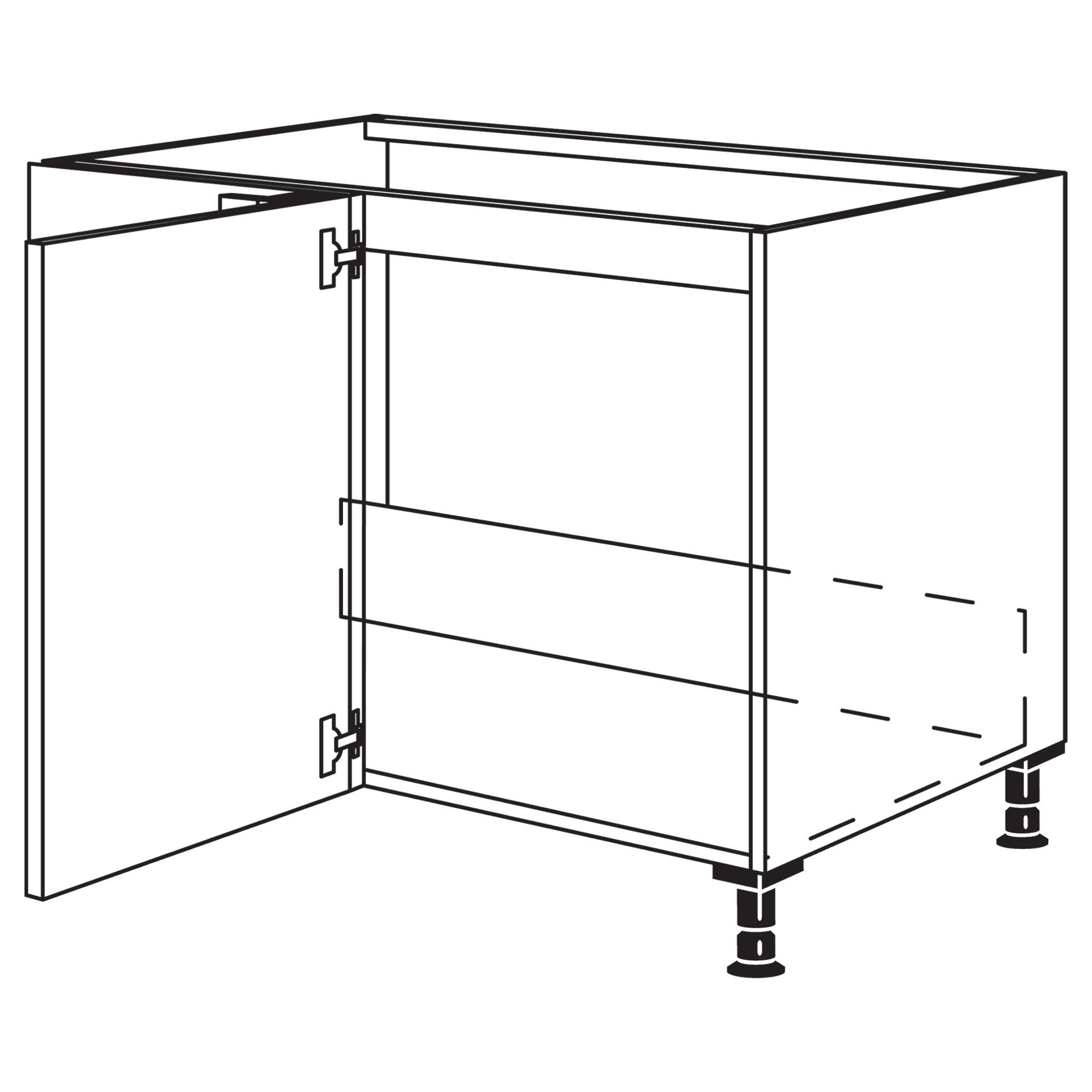 Nobilia Spüleneckschrank mit 90° Türanschlang - Skizze