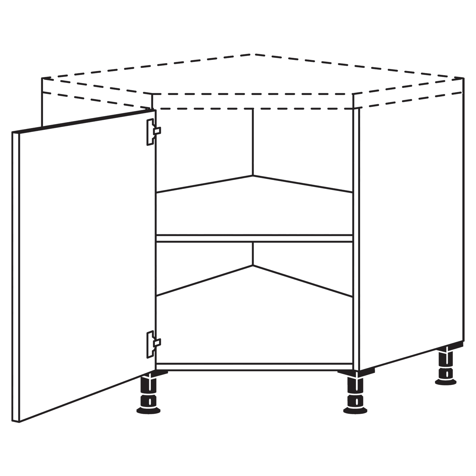 Nobilia diagonaler Eck-Unterschrank UED90 Skizze