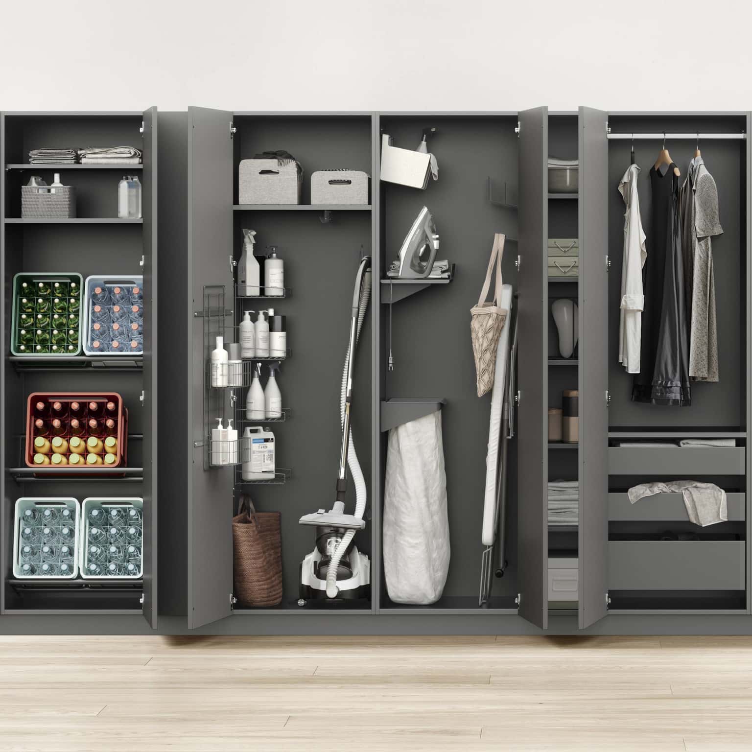 Nobilia Hochschrank Laundry mit Wertstoffsammler und Gerätehalter
