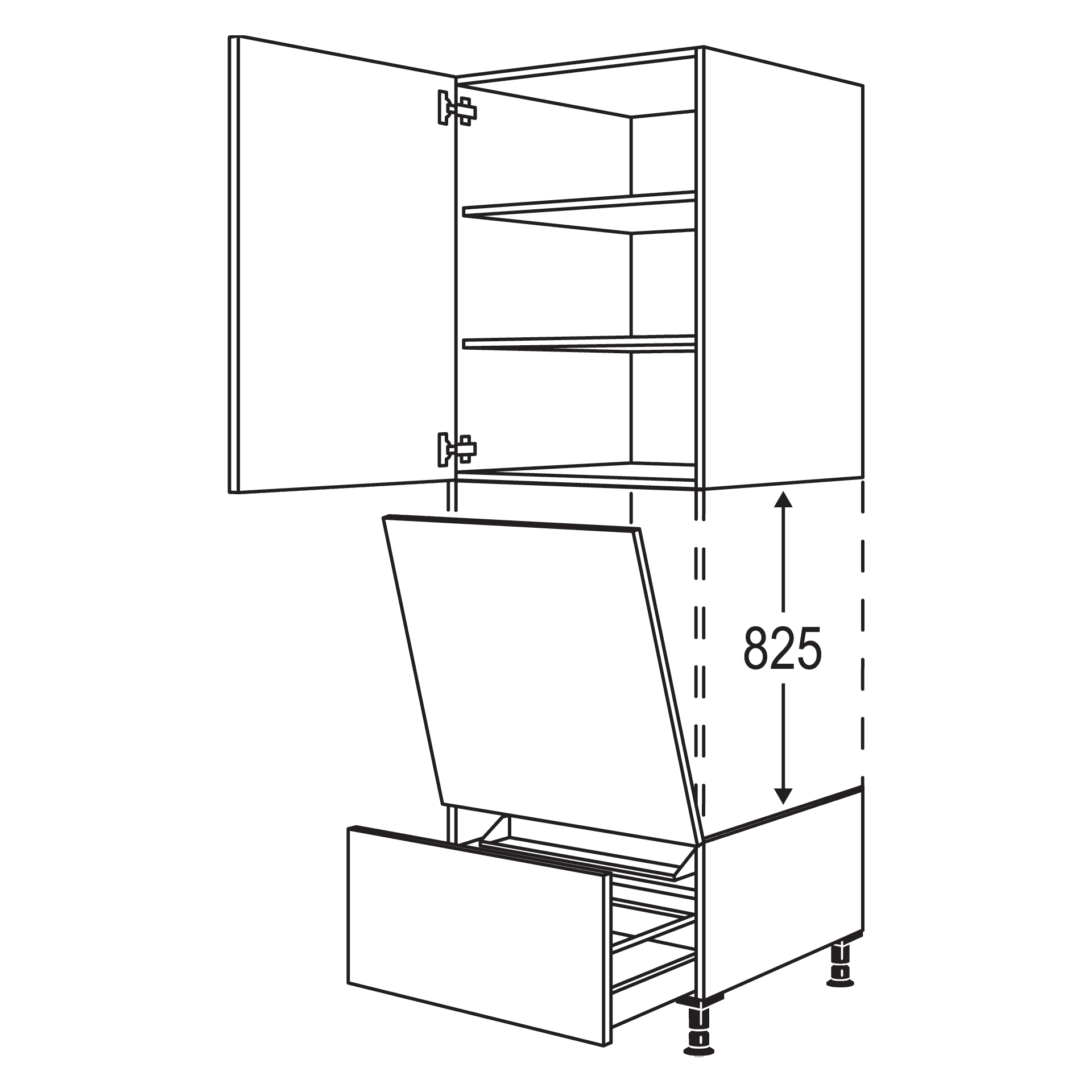 Nobilia Geräte-Umbau für Geschirrspüler Nischenhöhe 825 mm - Gerätehöhe 805 - 820 mm