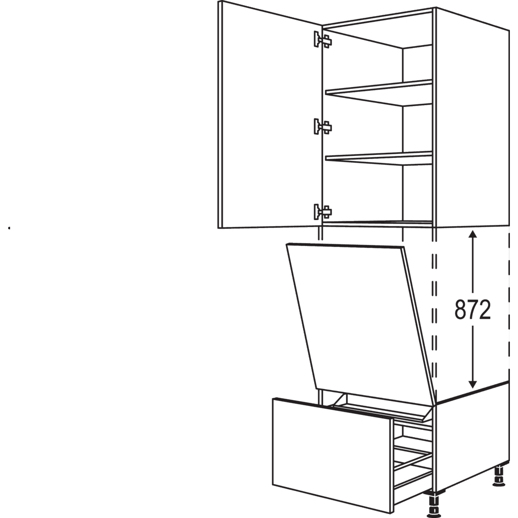 Nobilia Geräte-Umbau für Geschirrspüler Nischenhöhe 872 mm - Gerätehöhe 845 - 865 mm