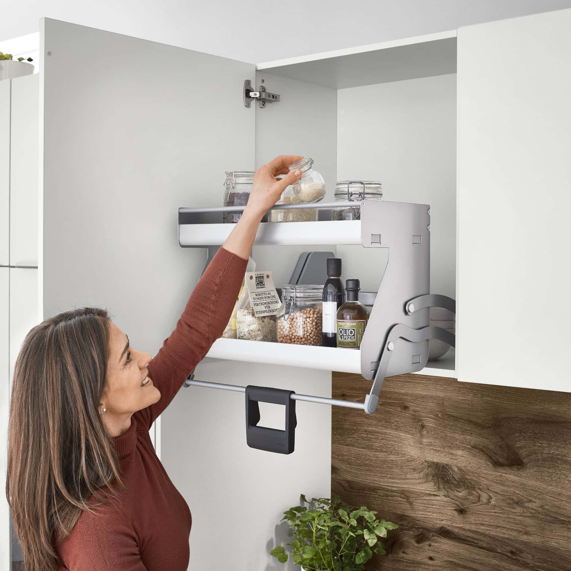 Nobilia Wandschrank mit Tür und iMove Innenleben für Gewürze und Vorräte